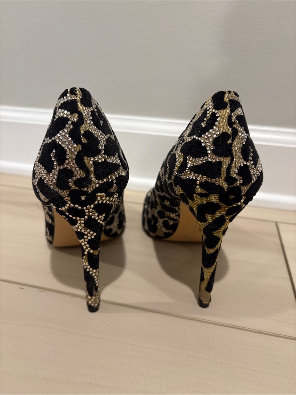 Gianni Bini Black and Gold Crystal-Accent Pointed Toe Pumps - Picture 4 of 6